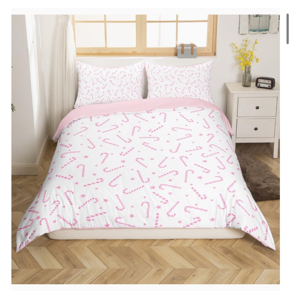 Pink and white Candy Cane duvet cover